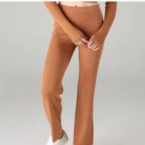 NAADAM Silk & Cashmere Ribbed Flare Knit Pants